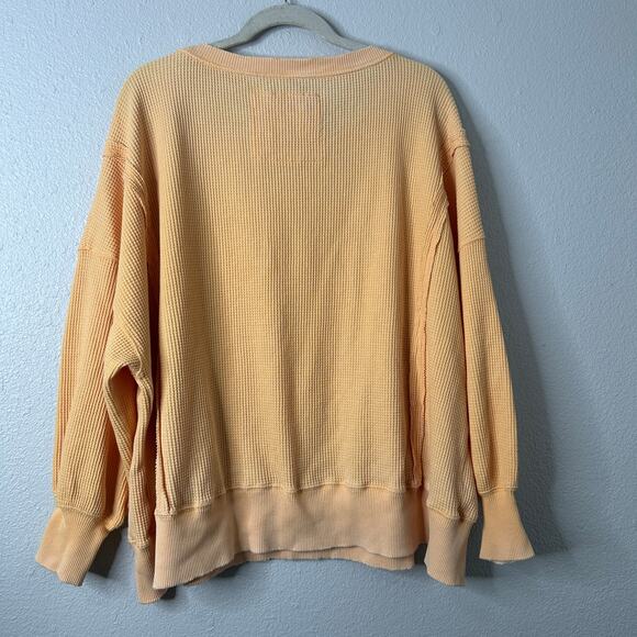 American Eagle Big Hug Waffle Sweatshirt Women’s Medium Yellow Oversized - Picture 6 of 8